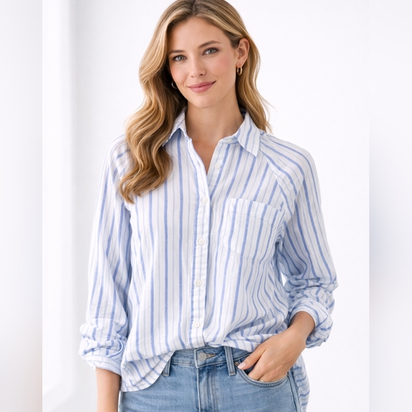 Wilfred Other - Wilfred Blue and White Striped Casual Button-Down Shirt
